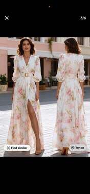 V-neck Puff Sleeve Foral Dress NWT